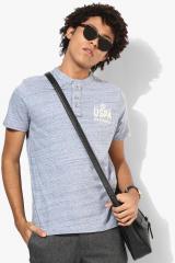 U S Polo Assn Grey Textured Slim Fit Henley T Shirt men