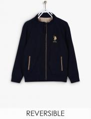 U S Polo Assn Kids Navy Blue & Beige Reversible Winter Jacket boys