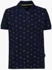 U S Polo Assn Kids Navy Blue Printed Polo Collar Tshirt boys