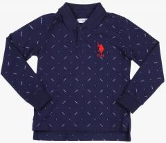 U S Polo Assn Kids Navy Blue Printed Polo T shirt boys