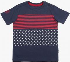 U S Polo Assn Kids Navy Blue Printed Round Neck Tshirt boys