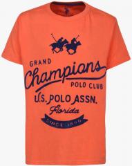 U S Polo Assn Kids Orange Printed T shirt boys