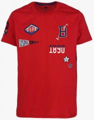 U S Polo Assn Kids Red Printed Regular Fit T shirt boys