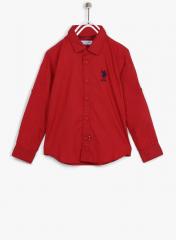 U S Polo Assn Kids Red Regular Fit Casual Shirt boys