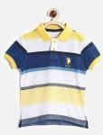 U S Polo Assn Kids White & Yellow Striped Polo T Shirt boys