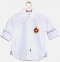 U S Polo Assn Kids White Regular Fit Solid Casual Shirt boys