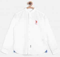 U S Polo Assn Kids White Solid Casual Shirt boys