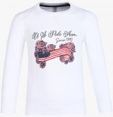 U S Polo Assn Kids White Solid Sweater girls