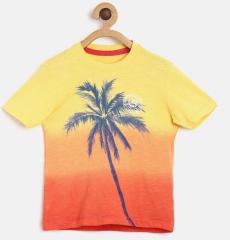 U S Polo Assn Kids Yellow Printed Round Neck T Shirt boys