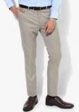 U S Polo Assn Light Grey Self Design Slim Fit Formal Trouser men