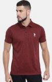 U S Polo Assn Maroon Solid Polo Collar T Shirt men