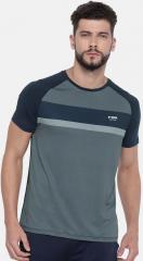 U S Polo Assn Navy Blue Colourblocked Regular Fit Round Neck T Shirt men