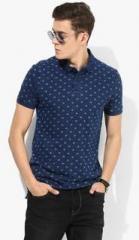 U S Polo Assn Navy Blue Printed Regular Fit Polo T Shirt men