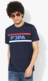 U S Polo Assn Navy Blue Printed Round Neck T Shirt Men