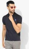 U S Polo Assn Navy Blue Self Design Regular Fit Polo T Shirt men