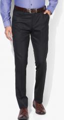 U S Polo Assn Navy Blue Slim Fit Self Design Formal Trousers men