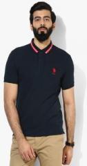 U S Polo Assn Navy Blue Solid Regular Fit Polo T Shirt men