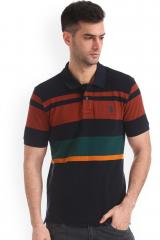 U S Polo Assn Navy Blue Striped Polo Collar T Shirt men