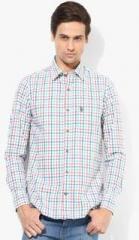 U S Polo Assn Off White Checks Regular Fit Casual Shirt men