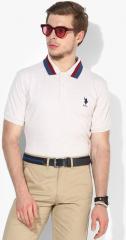 U S Polo Assn Off White Solid Polo Collar T shirt men