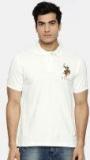 U S Polo Assn Off White Solid Slim Fit Polo T shirt men