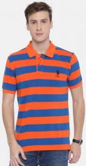 U S Polo Assn Orange Striped Polo Collar Tshirt men