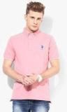 U S Polo Assn Pink Solid Polo T Shirt men