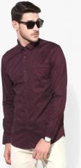 U S Polo Assn Tailored Maroon Printed Slim Fit Casual Shirt men