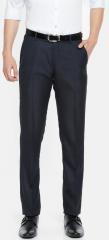 U S Polo Assn Tailored Navy Blue Tailored Slim Fit Self Design Formal Trouser men