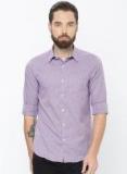 U S Polo Assn Tailored Purple & White Regular Fit Checked Semiformal Shirt Men