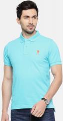 U S Polo Assn U.S. Polo Assn. Men Blue Solid Polo Collar T shirt men