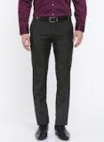 U S Polo Assn U.S. Polo Assn. Men Charcoal Grey Slim Fit Self Design Formal Trousers men