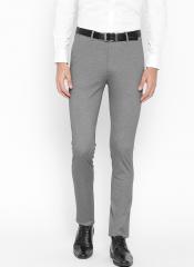 U S Polo Assn U.S. Polo Assn. Men Grey Slim Fit Self Design Formal Trousers men