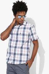 U S Polo Assn White Checked Regular Fit Casual Shirt men