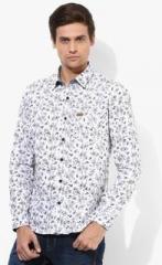 U S Polo Assn White Printed Regular Fit Casual Shirt men