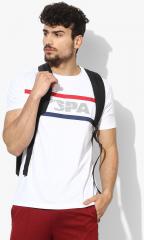 U S Polo Assn White Printed Round Neck T shirt men