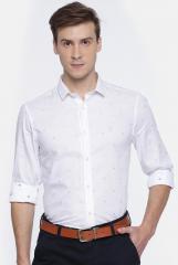 U S Polo Assn White Regular Fit Printed Semiformal Shirt men