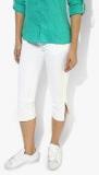 U S Polo Assn White Solid Capri Women