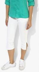 U S Polo Assn White Solid Capri women