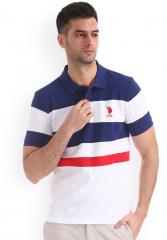 U S Polo Assn White Striped Polo Collar T Shirt men