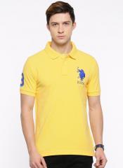 U S Polo Assn Yellow Solid Polo T Shirt men