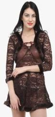 Uac-by 99pockets Brown Embroidered Babydoll women