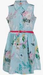 Ufo Blue Casual Dress With Belt girls