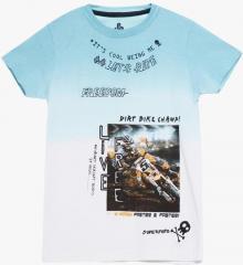 Ufo Blue Printed Round Neck T Shirt boys