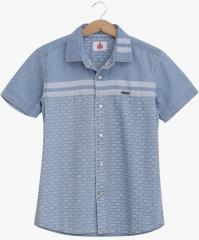 Ufo Blue Self Design Casual Shirt boys