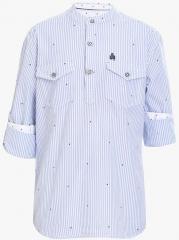 Ufo Blue Striped Regular Fit Casual Shirt boys