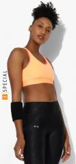 Under Armour Orange Non Wired Non Padded Solid Armour Mid Sports Bra women