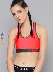 Under Armour Red Solid Mid Sports Bra women