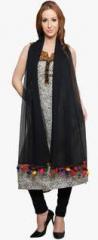 Uniscarf Black Solid Dupatta women