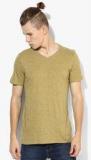 United Colors Of Benetton Beige Solid Slim Fit V Neck T Shirt men